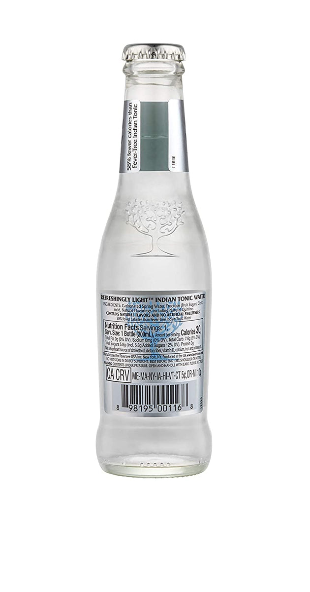 Fever-Tree Refreshingly Light Indian Tonic Water 200ml Glass Bottle Pa –