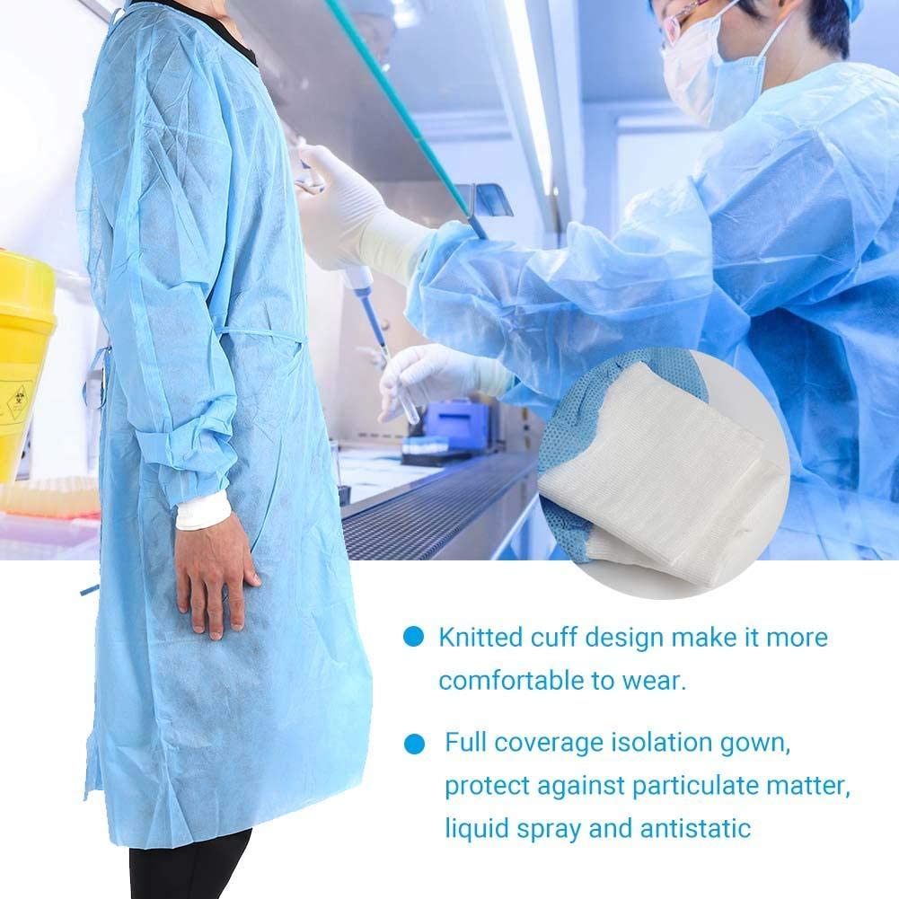 100-Pack Disposable Isolation Gown, FDA Registered, CE certified Level 2 PP & PE
