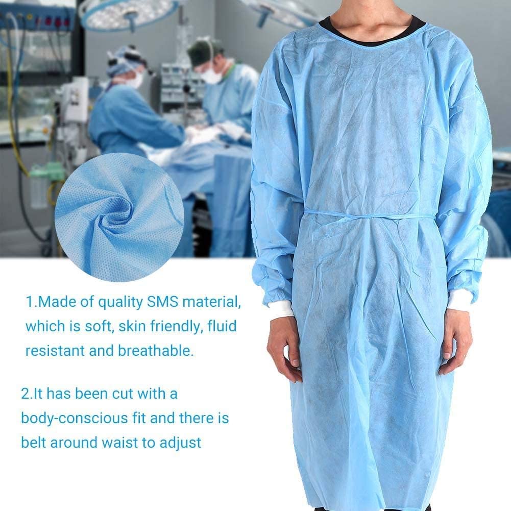 100-Pack Disposable Isolation Gown, FDA Registered, CE certified Level 2 PP & PE