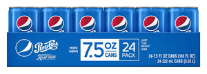 Pepsi Made with Real Sugar, 7.5 Fl Oz Mini Cans, 24 Pack