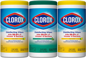 Clorox Disinfecting Wipes  75 Ct Each, Pack of 6 (Package May Vary)