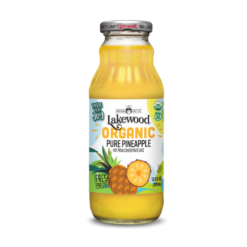 Lakewood Organic Pineapple Fresh Pressed 100% Pure Juice 12.5 oz Glass Bottle Pack of 12