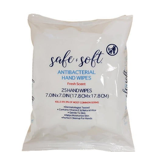 25-Count Antibacterial, Safe & Soft Wipes Pack pack of 18