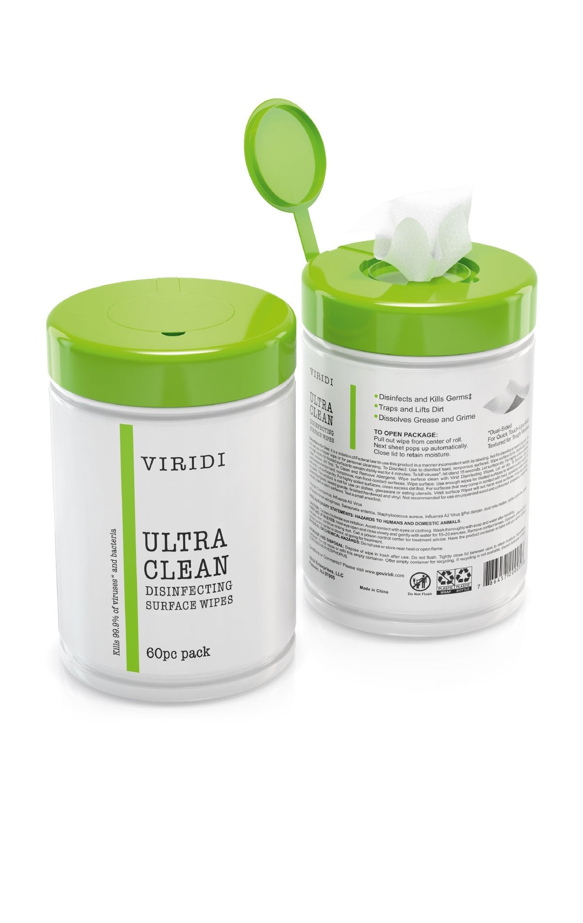 Viridi Disinfectant  Wipes 12 Pack - (60 wipes per pack)
